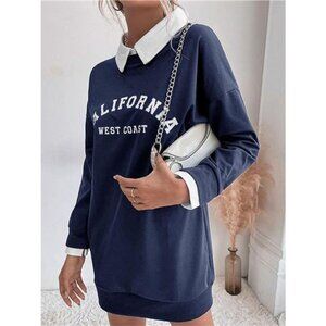 Letter Long Sleeve Sweatshirt Dress